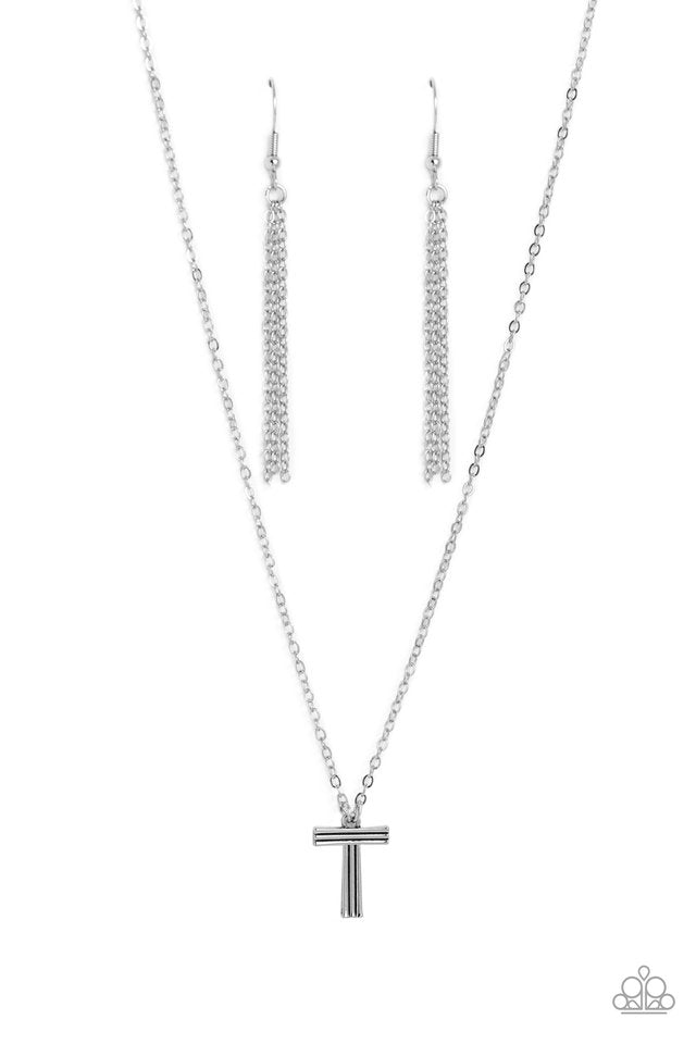 Leave Your Initials - Silver - T - Paparazzi Necklace Image
