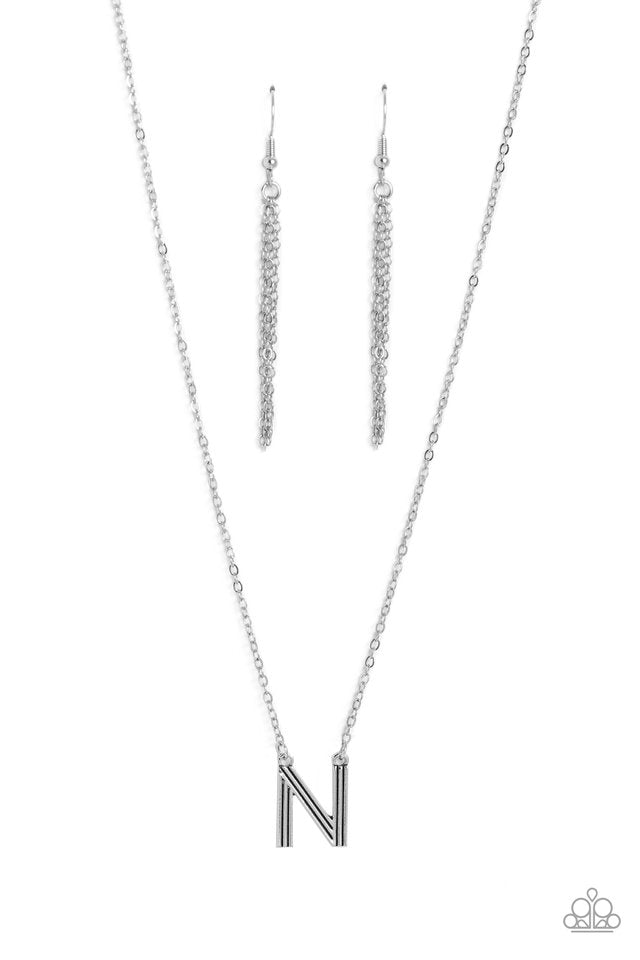 Leave Your Initials - Silver - N - Paparazzi Necklace Image