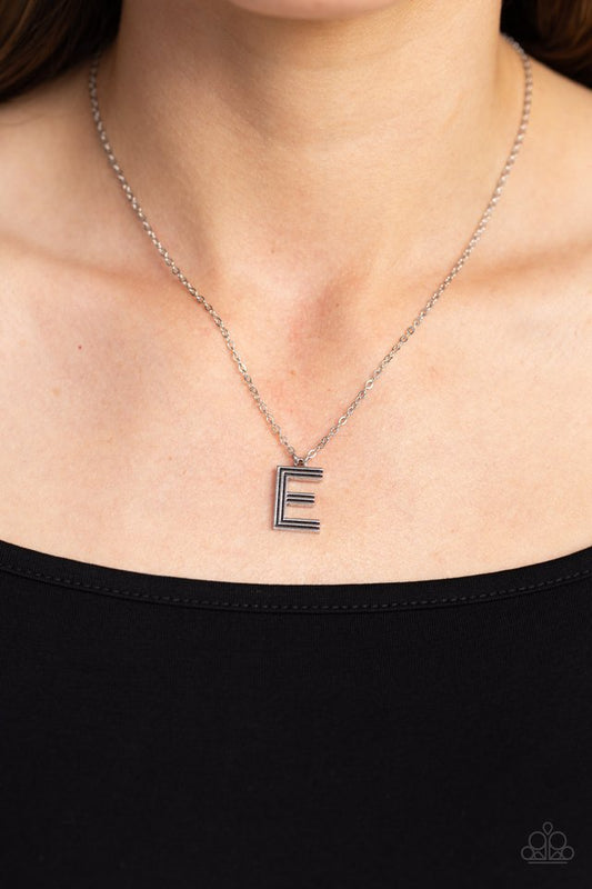 Leave Your Initials - Silver - E - Paparazzi Necklace Image