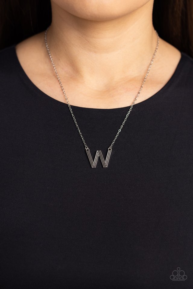 Leave Your Initials - Silver - W - Paparazzi Necklace Image