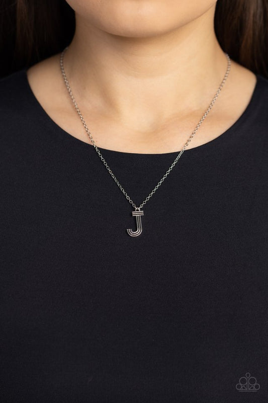 Leave Your Initials - Silver - J - Paparazzi Necklace Image
