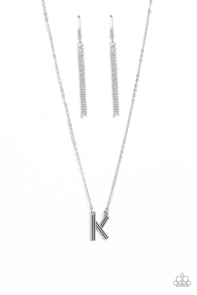 Leave Your Initials - Silver - K - Paparazzi Necklace Image