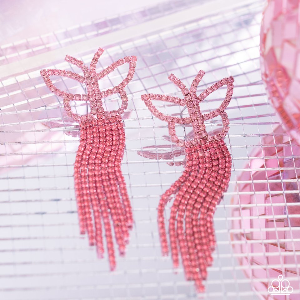 Billowing Butterflies - Pink - Paparazzi Earring Image
