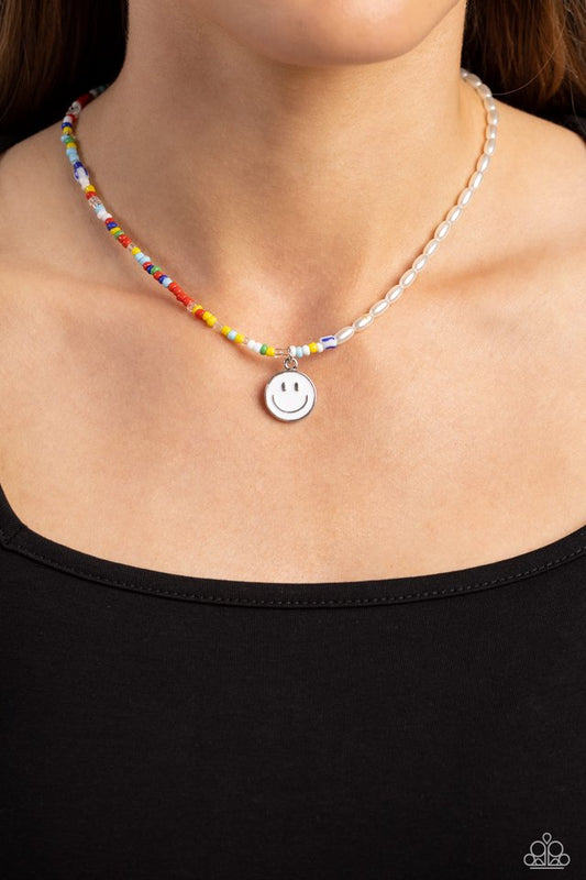 Smiling Showdown - White - Paparazzi Necklace Image