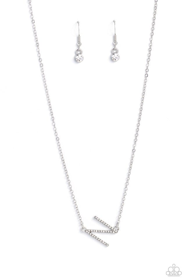 INITIALLY Yours - N - White - Paparazzi Necklace Image
