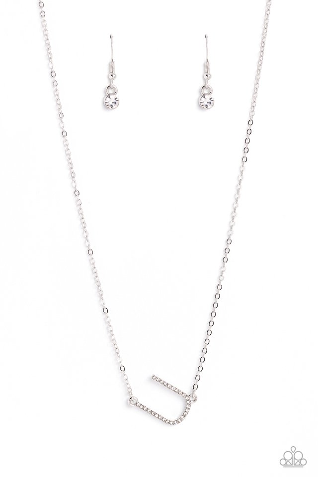 INITIALLY Yours - U - White - Paparazzi Necklace Image