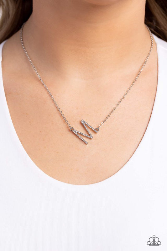 INITIALLY Yours - M - White - Paparazzi Necklace Image