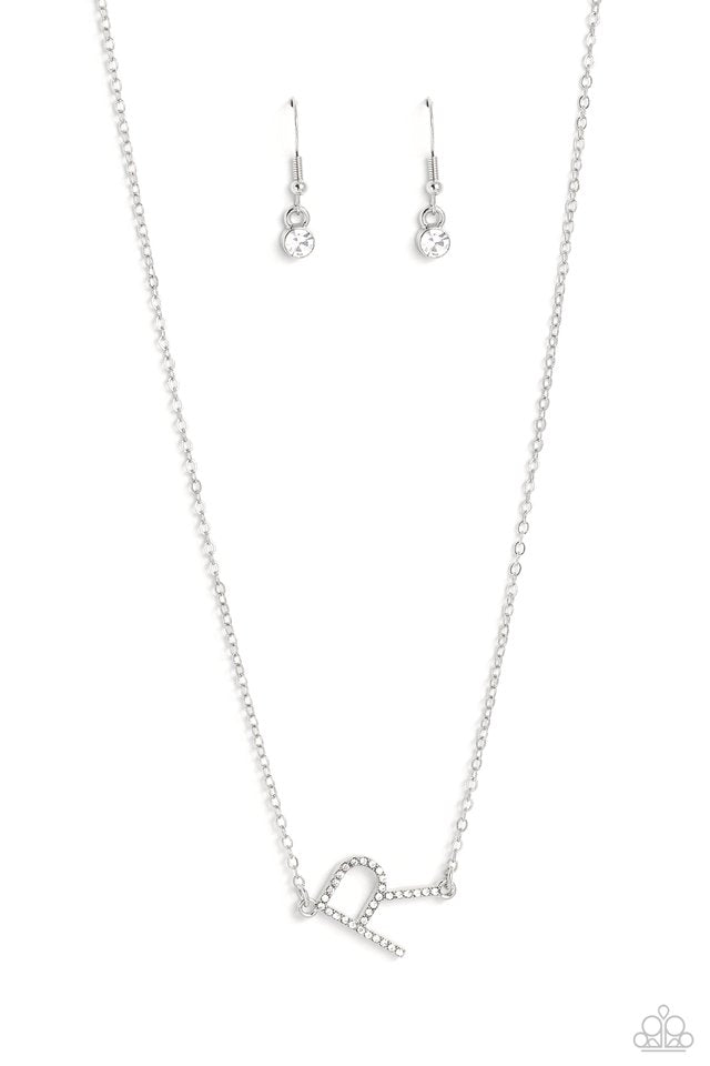 INITIALLY Yours - R - White - Paparazzi Necklace Image