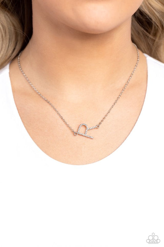 INITIALLY Yours - R - White - Paparazzi Necklace Image