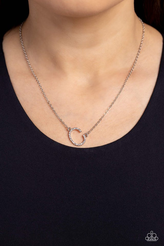 INITIALLY Yours - C - White - Paparazzi Necklace Image