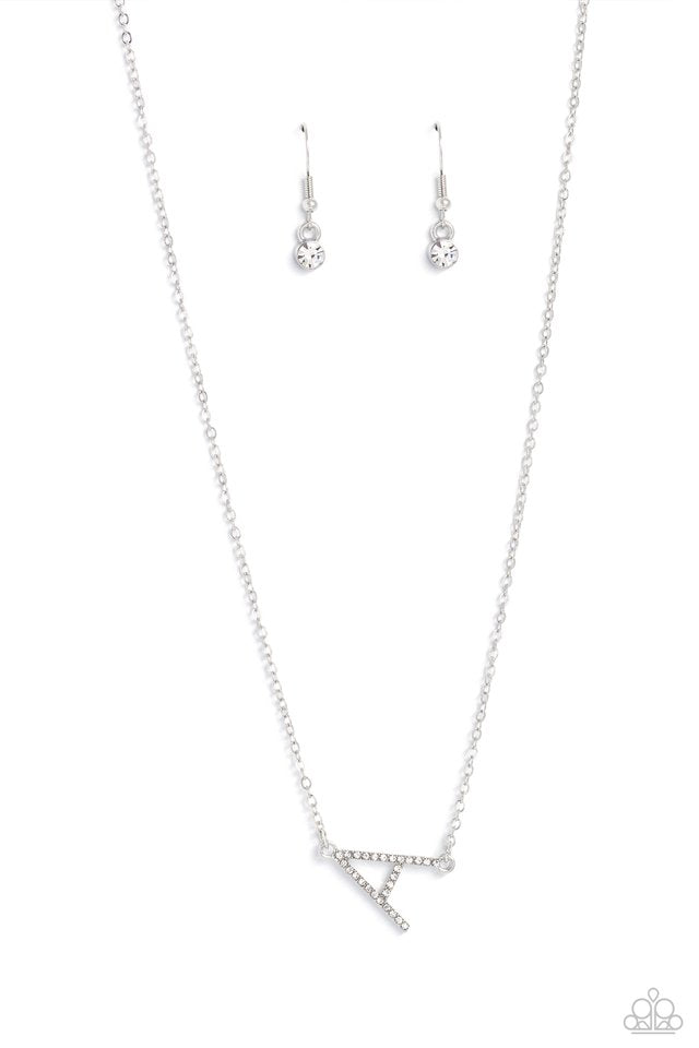 INITIALLY Yours - A - White - Paparazzi Necklace Image
