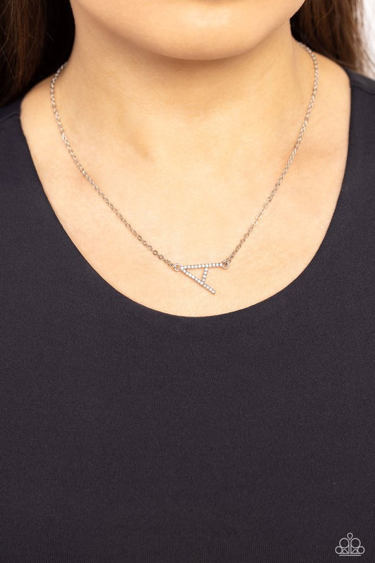 INITIALLY Yours - A - White - Paparazzi Necklace Image