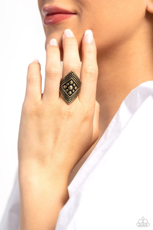 Hey, Hot STUD! - Brass - Paparazzi Ring Image