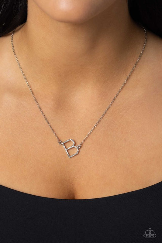 INITIALLY Yours - B - White - Paparazzi Necklace Image