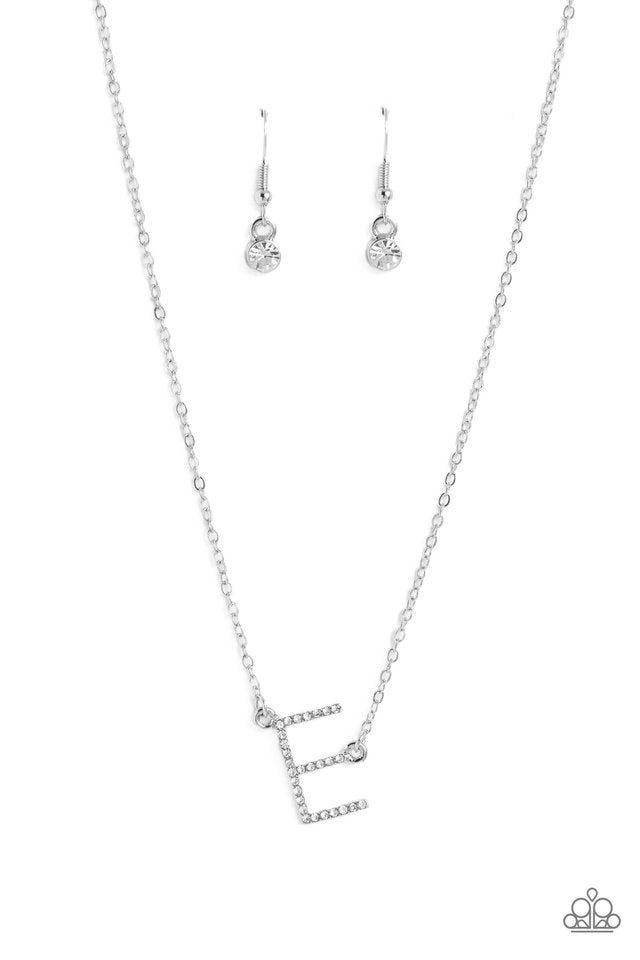 INITIALLY Yours - E - White - Paparazzi Necklace Image