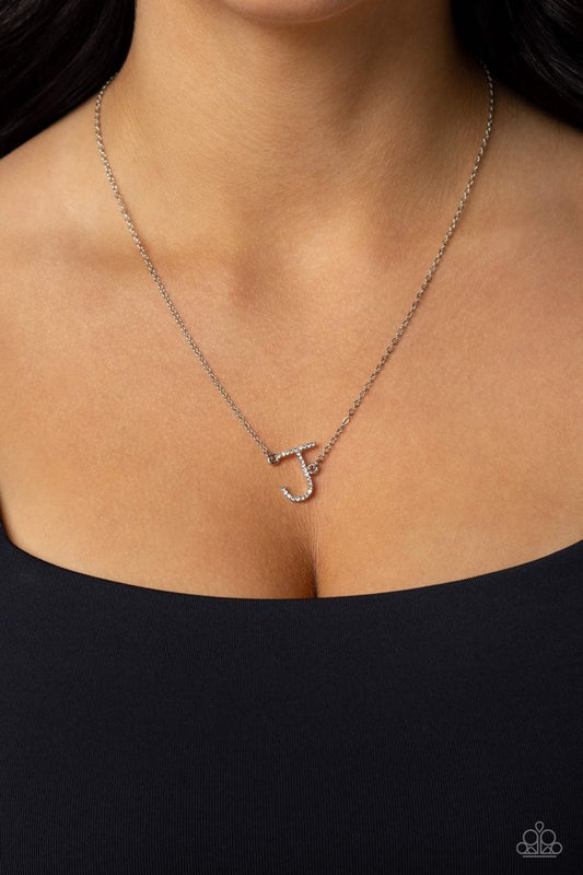 INITIALLY Yours - J - White - Paparazzi Necklace Image