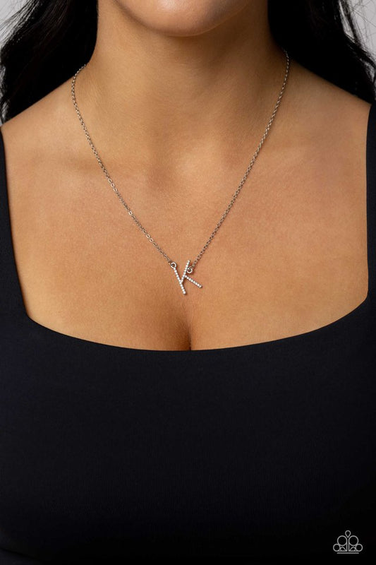 INITIALLY Yours - K - White - Paparazzi Necklace Image