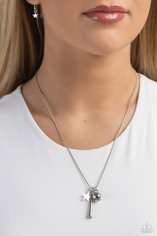 Hey Batter Batter! - Silver - Paparazzi Necklace Image