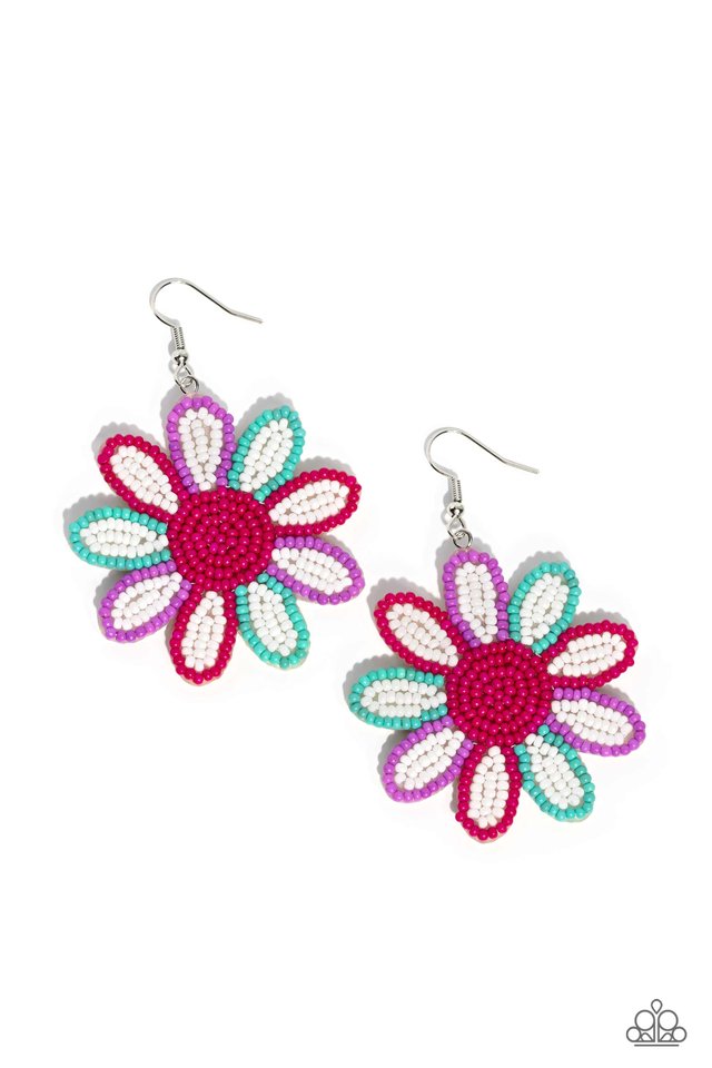 Decorated Daisies - White - Paparazzi Earring Image