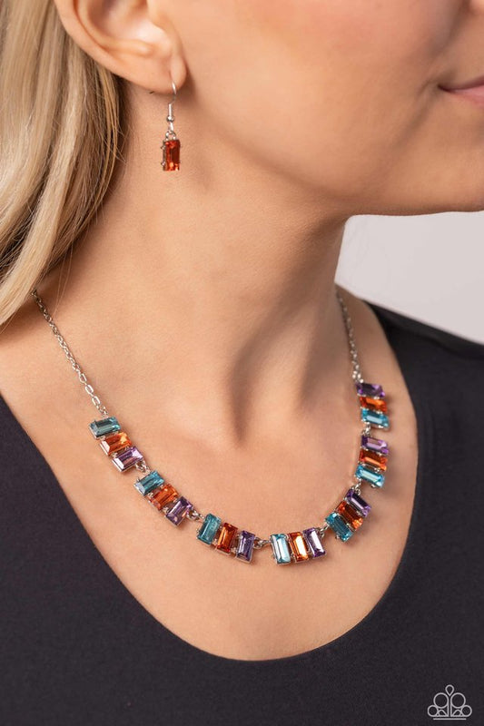Elite Emeralds - Orange - Paparazzi Necklace Image