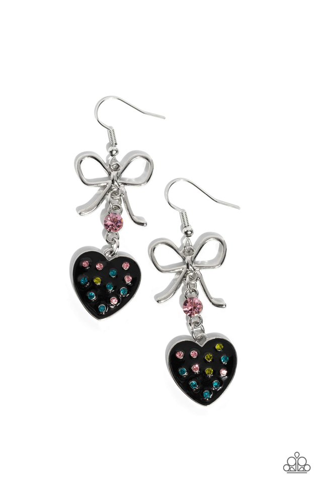 BOW Away Zone - Black - Paparazzi Earring Image