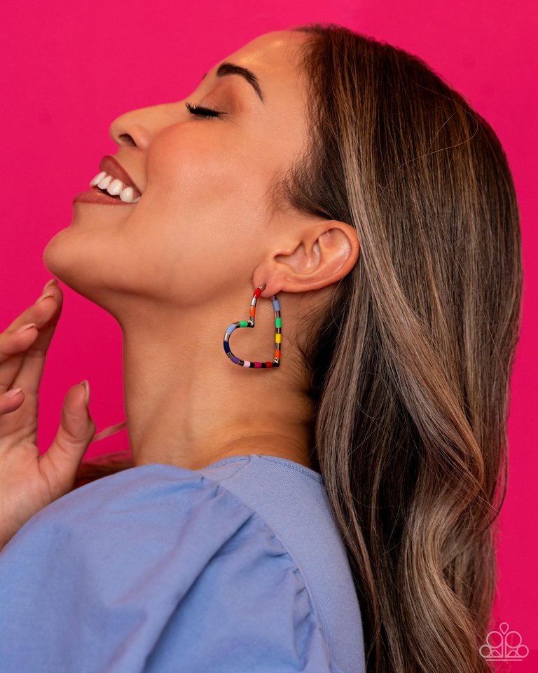 Striped Sweethearts - Multi - Paparazzi Earring Image