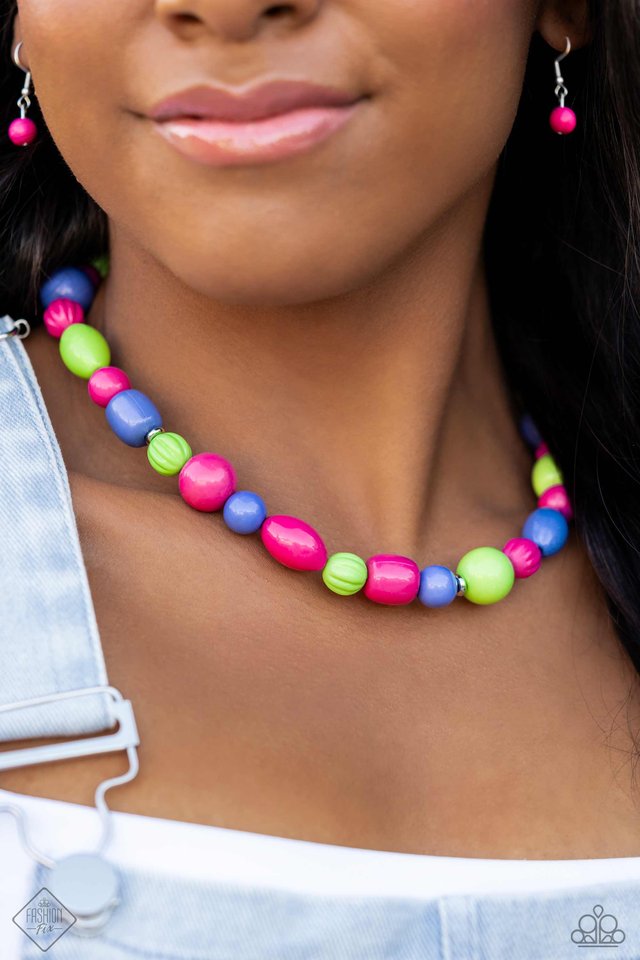 Perfectly Poppin - Pink - Paparazzi Necklace Image