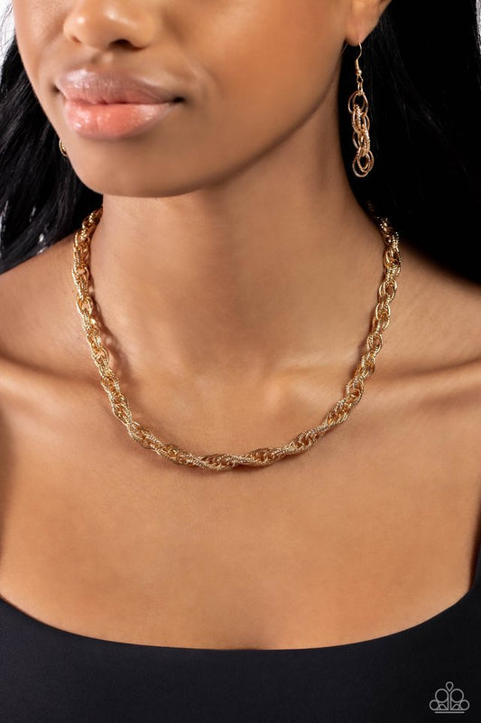 Braided Ballad - Gold - Paparazzi Necklace Image