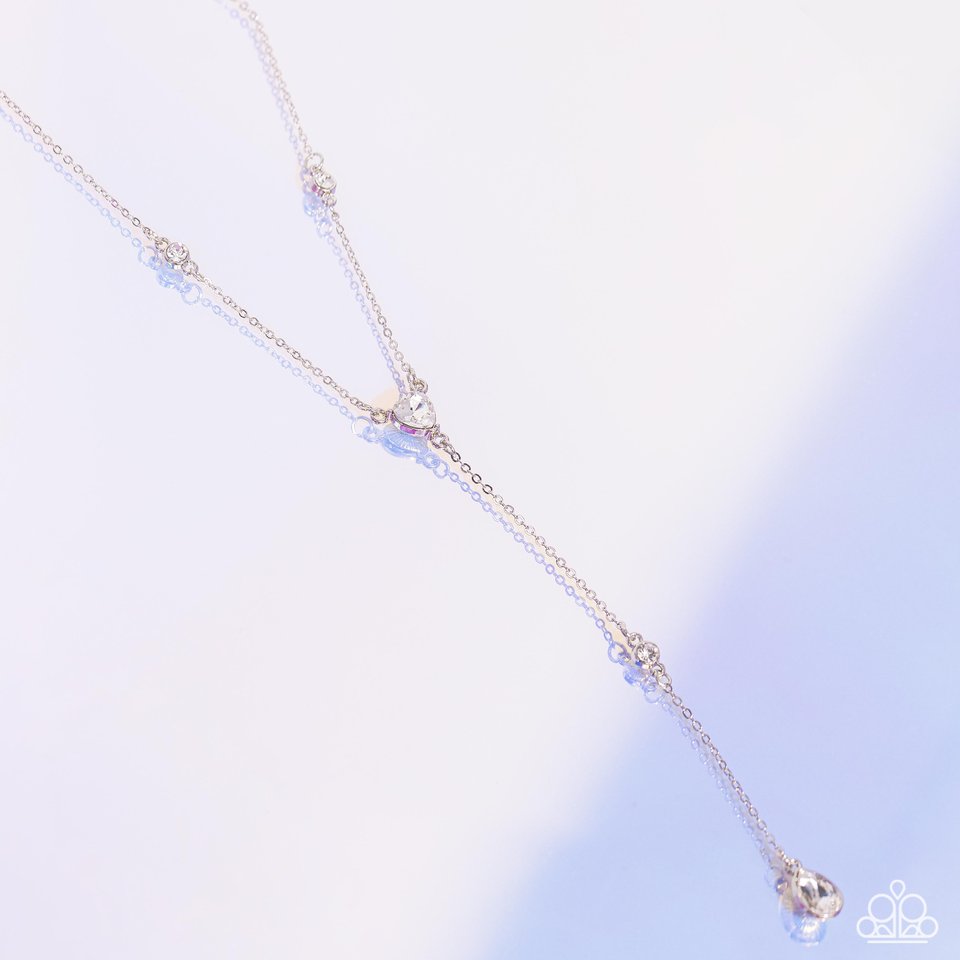Lavish Lariat - White - Paparazzi Necklace Image