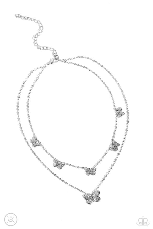 Butterfly Beacon - Silver - Paparazzi Necklace Image