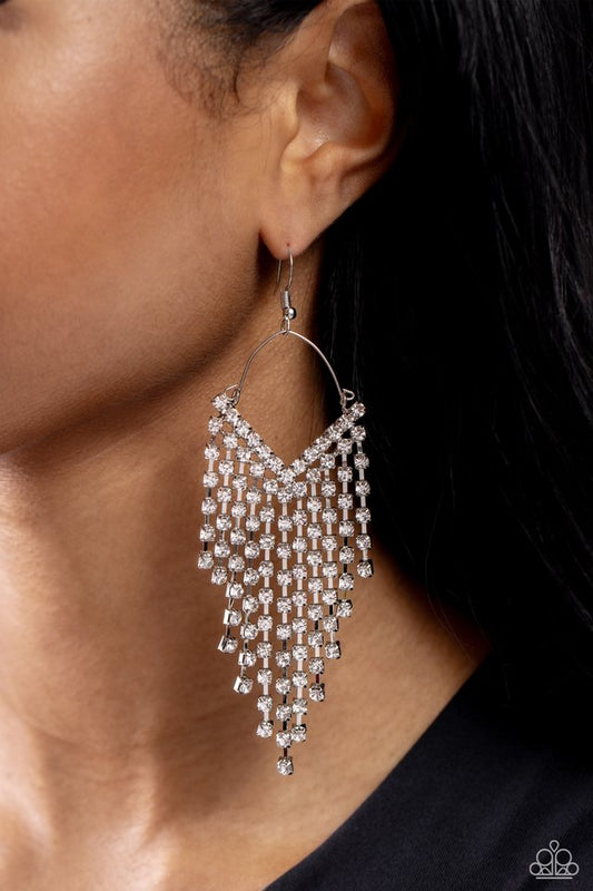 V Fallin - White - Paparazzi Earring Image