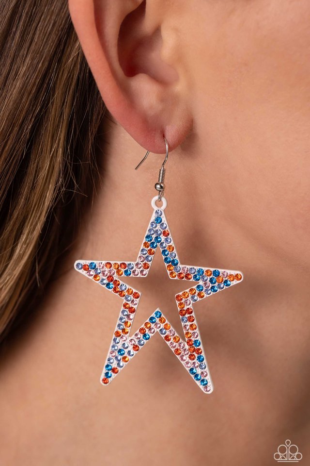 Rockstar Energy - White - Paparazzi Earring Image