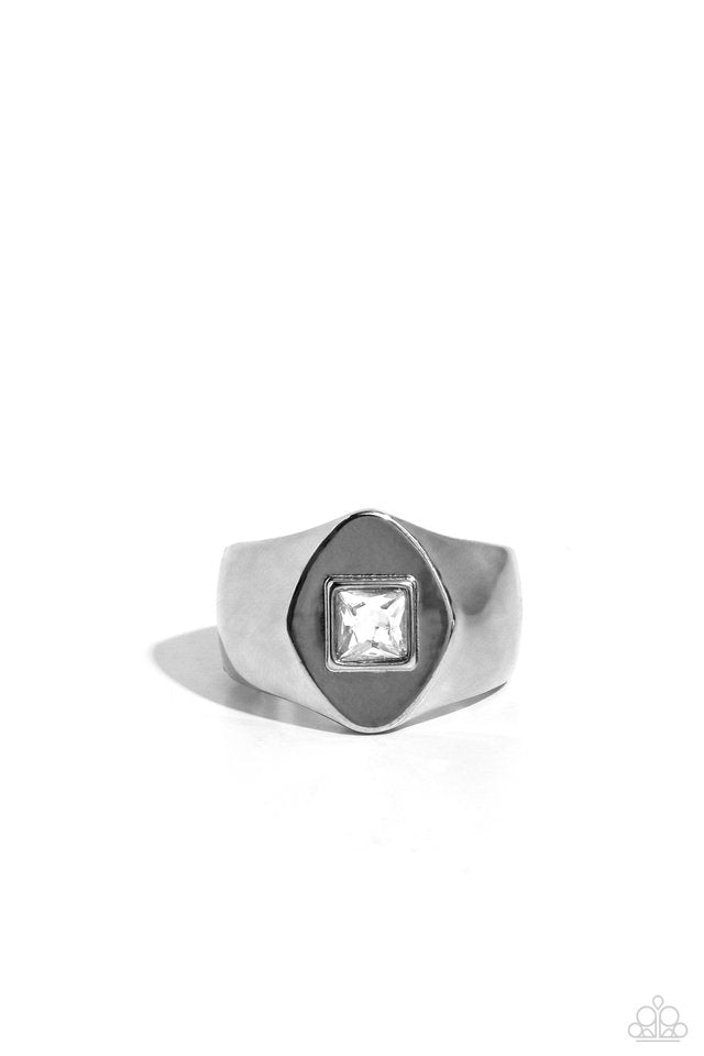 Glistening Gamble - Silver - Paparazzi Ring Image