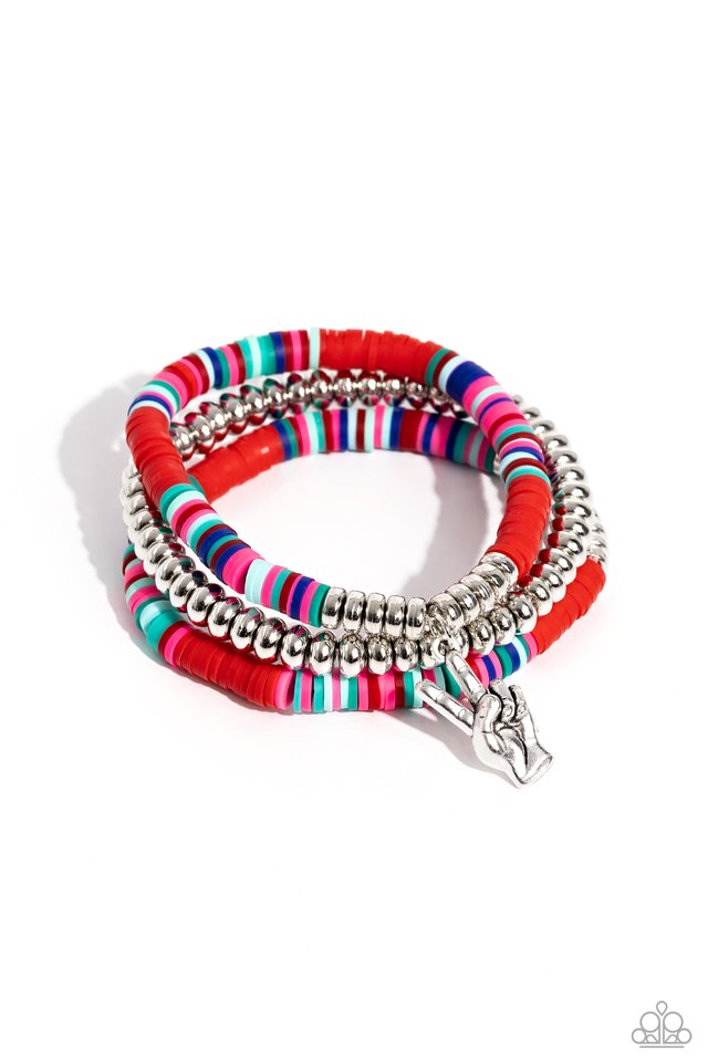 Peaceful Potential - Red - Paparazzi Bracelet Image