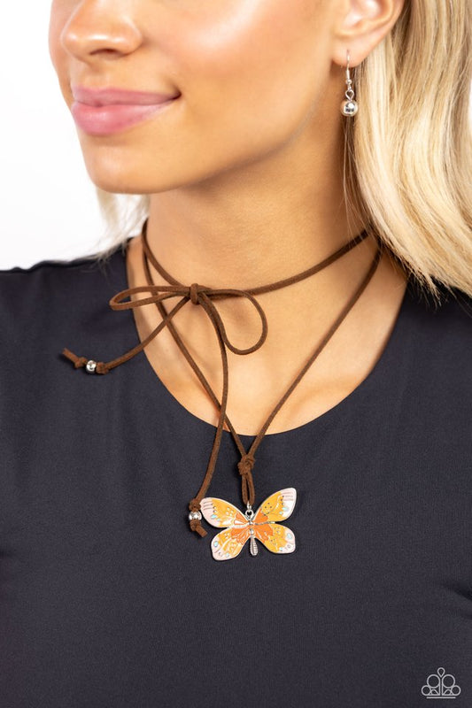 Winged Wanderer - Orange - Paparazzi Necklace Image