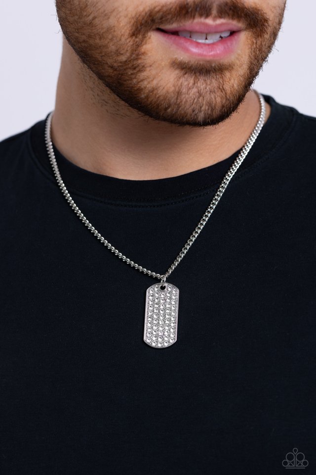 Glitzy Gauge - White - Paparazzi Necklace Image