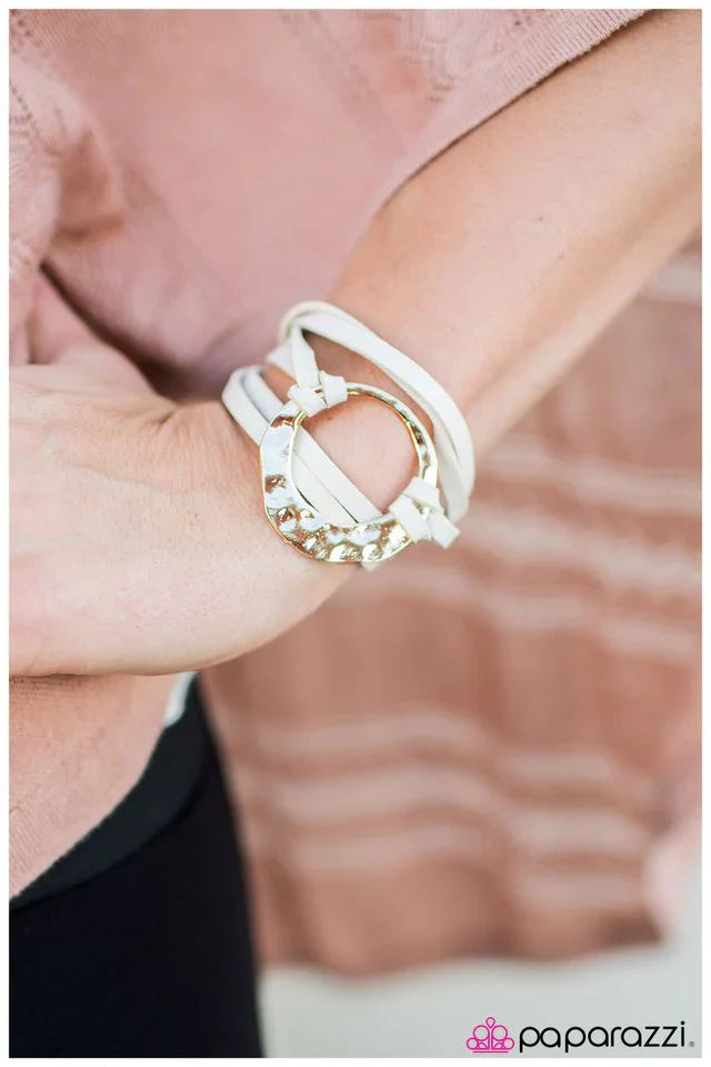 Paparazzi Bracelet ~ Mojave Sun - White