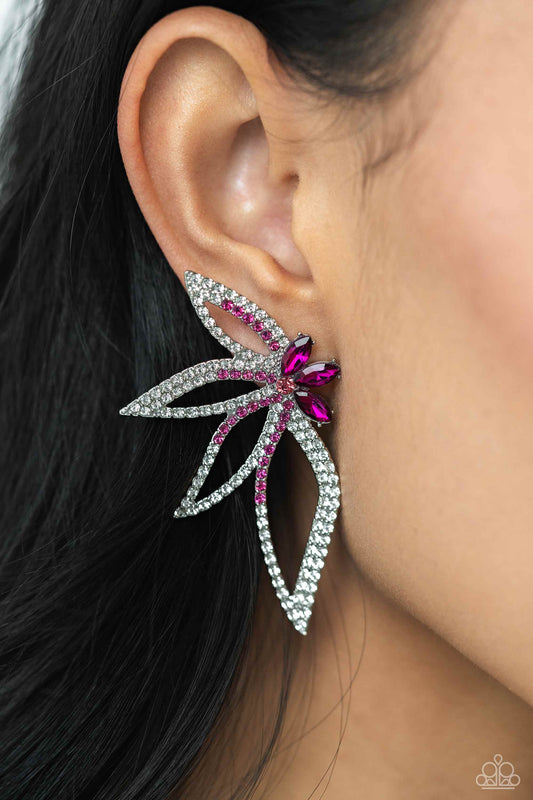 Paparazzi Earring ~ Twinkling Tulip - Pink