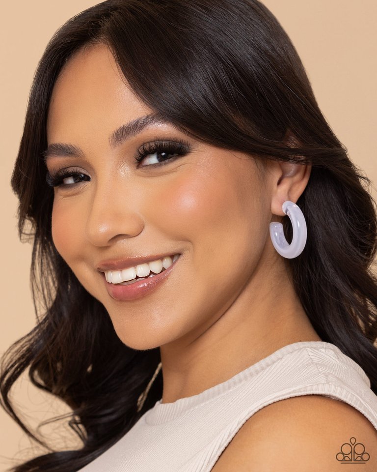 Glassy GAZE - White - Paparazzi Earring Image