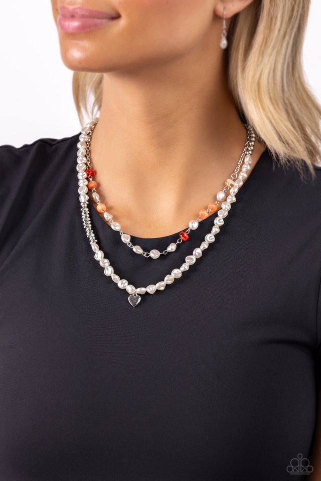 Pearl Pact - Orange - Paparazzi Necklace Image