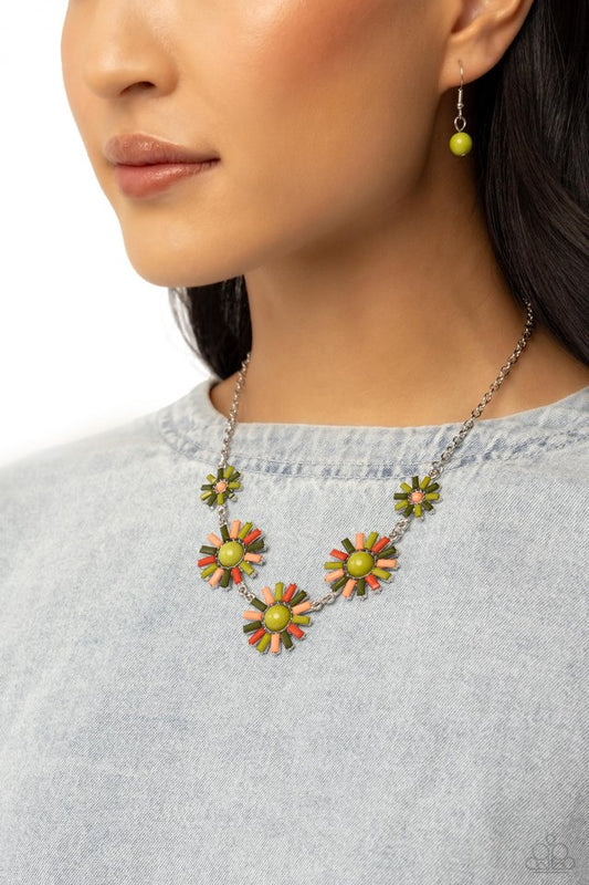SUN and Fancy Free - Green - Paparazzi Necklace Image