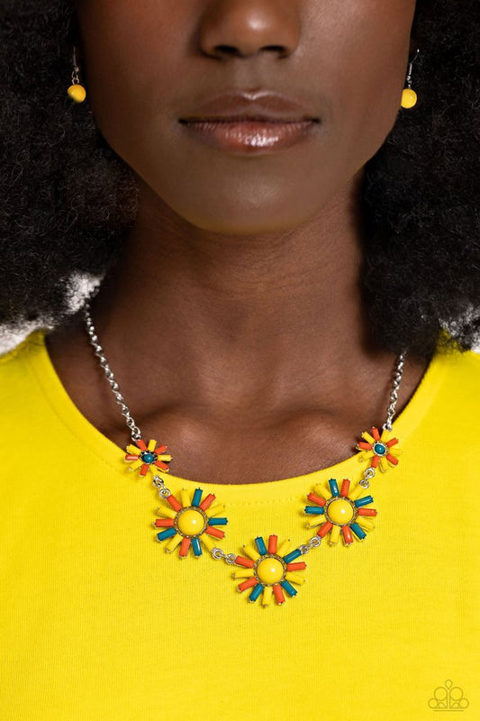 SUN and Fancy Free - Yellow - Paparazzi Necklace Image