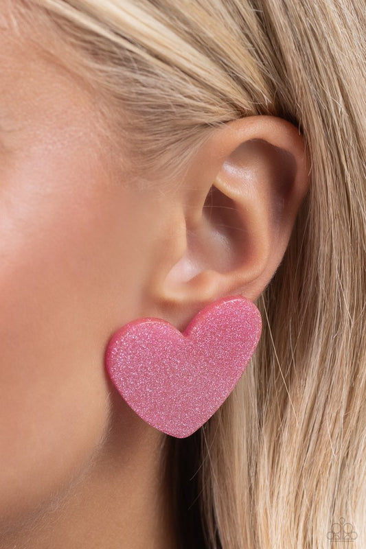 Sparkly Sweethearts - Pink - Paparazzi Earring Image