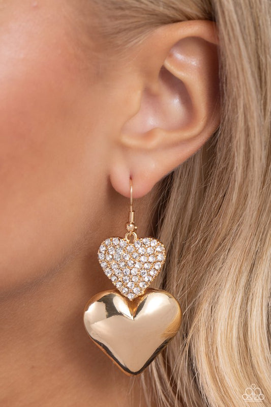 Charming Connection - Gold - Paparazzi Earring Image
