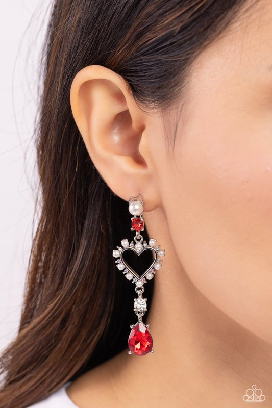 Lovers Lure - Red - Paparazzi Earring Image