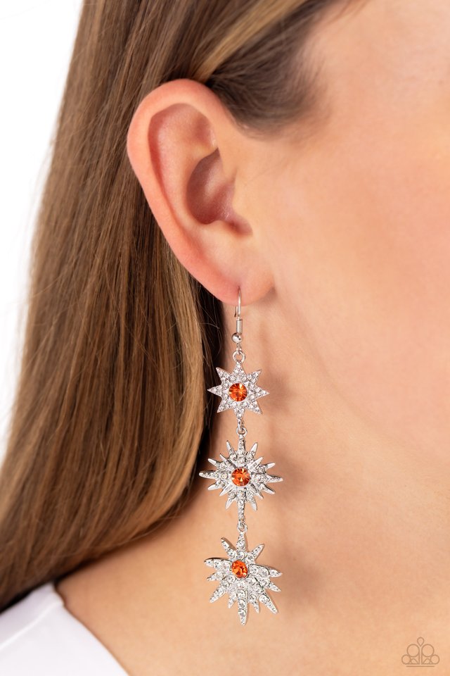 Stellar Series - Orange - Paparazzi Earring Image