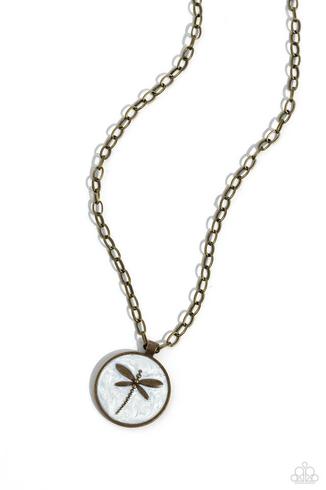 Decorative Dragonfly - Brass - Paparazzi Necklace Image