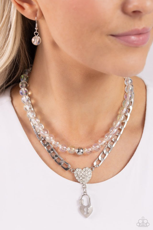 Turn Back the LOCK - White - Paparazzi Necklace Image