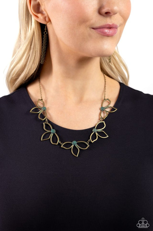 Petal Pageantry - Brass - Paparazzi Necklace Image