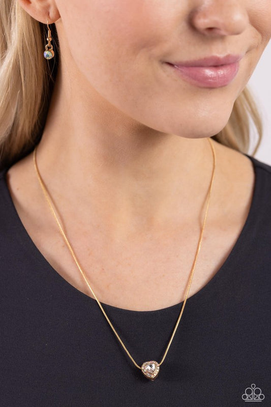 Simply Sentimental - Gold - Paparazzi Necklace Image